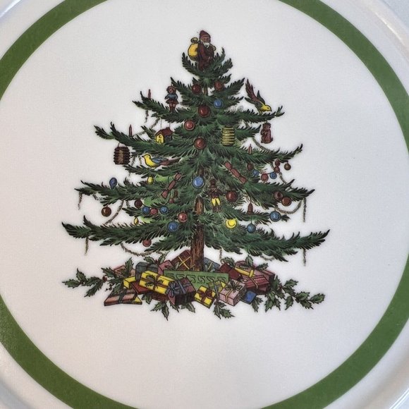 3 Spode Christmas Tree Trivets Pimpernel Melamine Round Hot Pad Plastic 6 1/2” - Picture 3 of 9